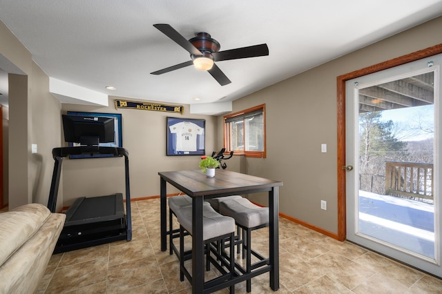 dining space with baseboards