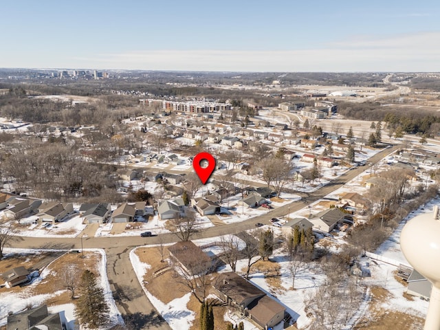 bird's eye view with a residential view