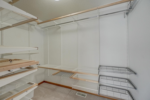 spacious closet with carpet flooring