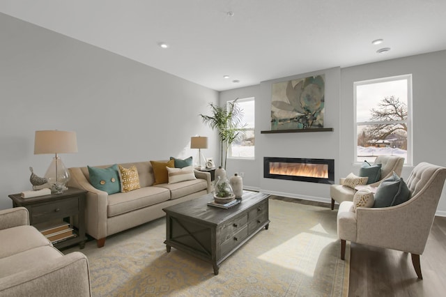 living room featuring light hardwood / wood-style flooring