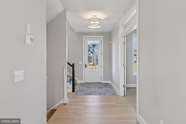 doorway featuring light hardwood / wood-style floors