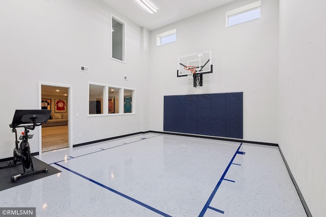 view of basketball court with basketball hoop