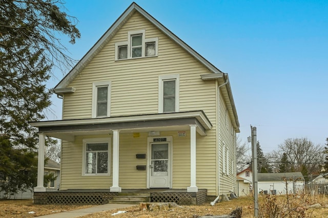 view of front property with covered porch