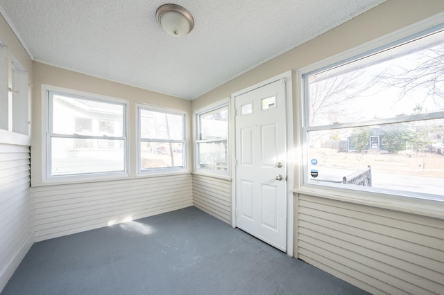 view of unfurnished sunroom