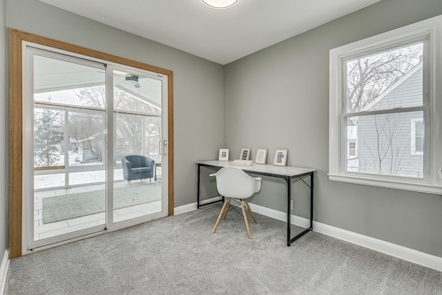 office featuring light colored carpet