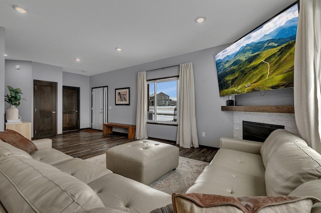 living room with hardwood / wood-style floors