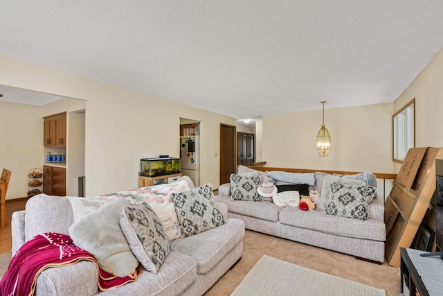 living room with a chandelier