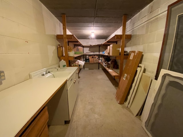 basement featuring sink