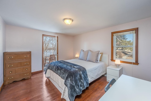 bedroom featuring dark hardwood / wood-style floors