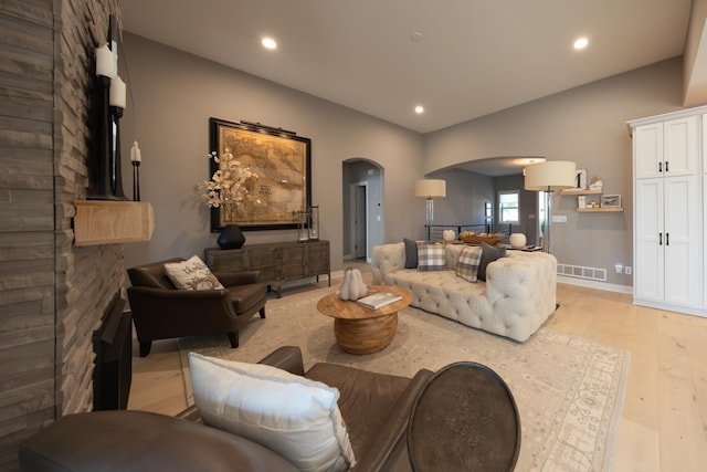 living room featuring light hardwood / wood-style floors