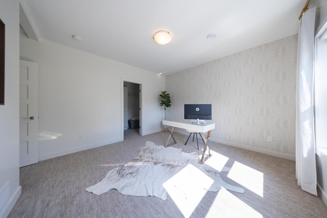 view of carpeted office space