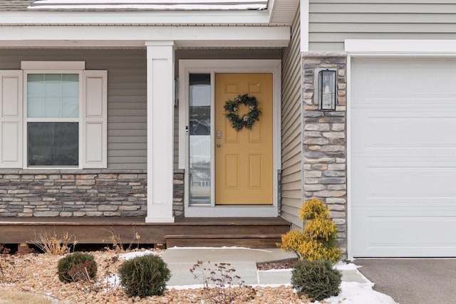 property entrance featuring a garage