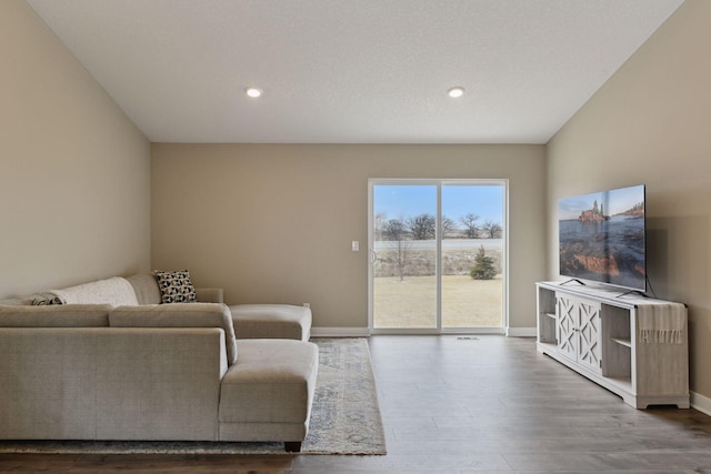 living room with hardwood / wood-style flooring