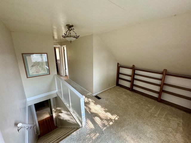 stairway with carpet flooring