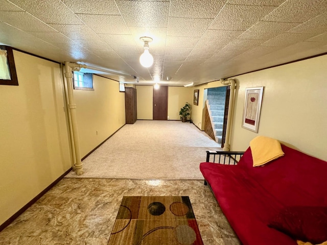 basement with carpet