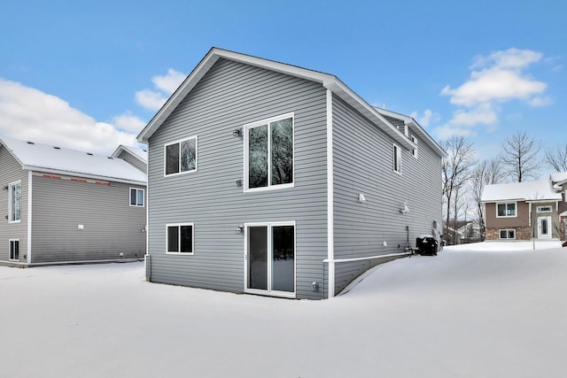 view of snow covered property