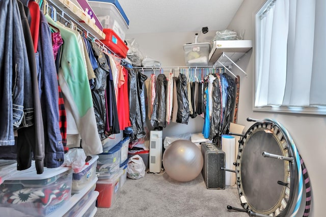 walk in closet featuring carpet