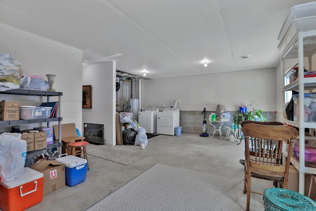 basement featuring separate washer and dryer