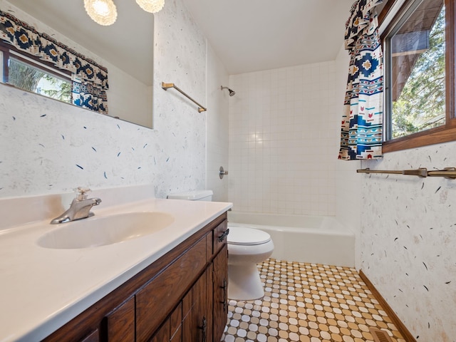 6451 Stardust Ln NE, Carlos Twp, MN 56308 - full bath featuring vanity, toilet, and bathing tub / shower combination