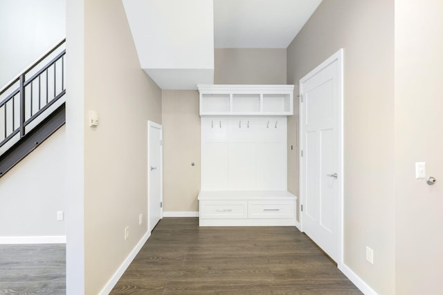 mudroom featuring dark hardwood / wood-style flooring