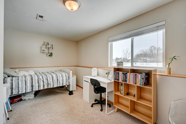 bedroom featuring visible vents and carpet floors