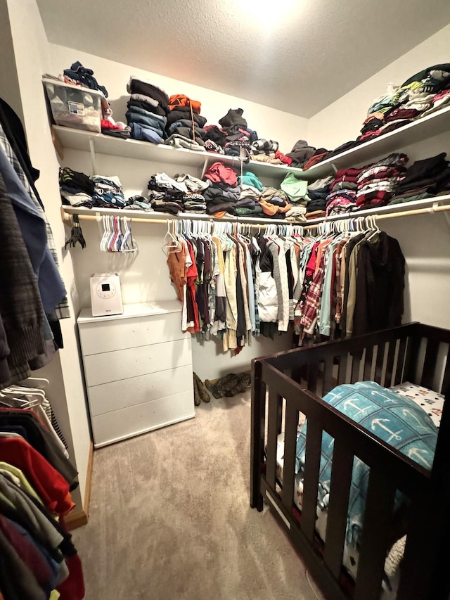 spacious closet with carpet floors