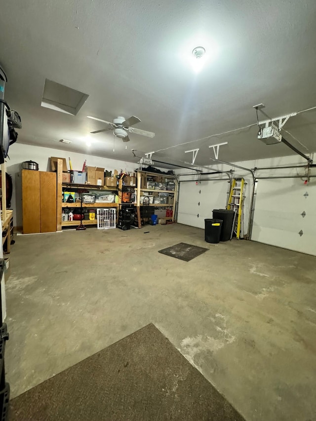 garage with a garage door opener