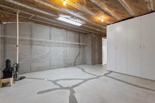 view of unfinished basement