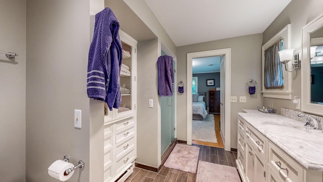 bathroom with vanity and walk in shower