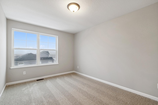 empty room featuring carpet floors and a textured ceiling