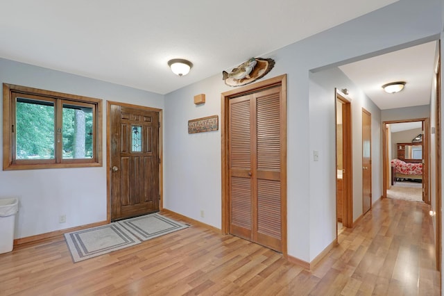 entryway with light wood-type flooring