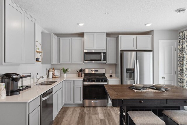 13651 Kaylemore Trl, Rosemount, MN 55068 - kitchen with stainless steel appliances, light wood-type flooring, a textured ceiling, light countertops, and recessed lighting