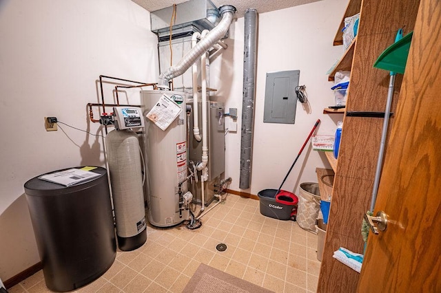 utilities with gas water heater and electric panel