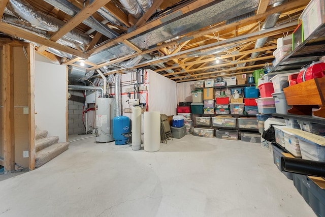 basement with water heater