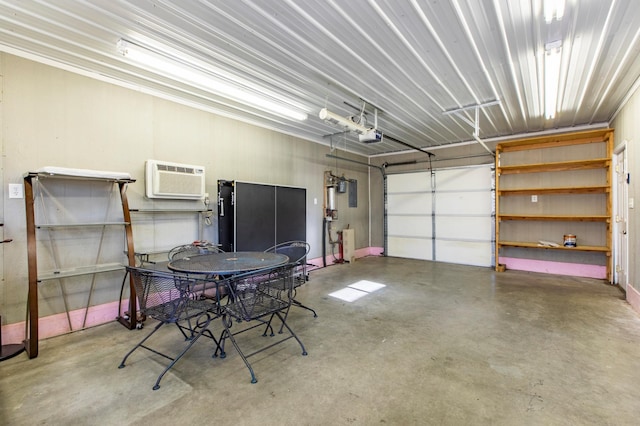 garage featuring an AC wall unit