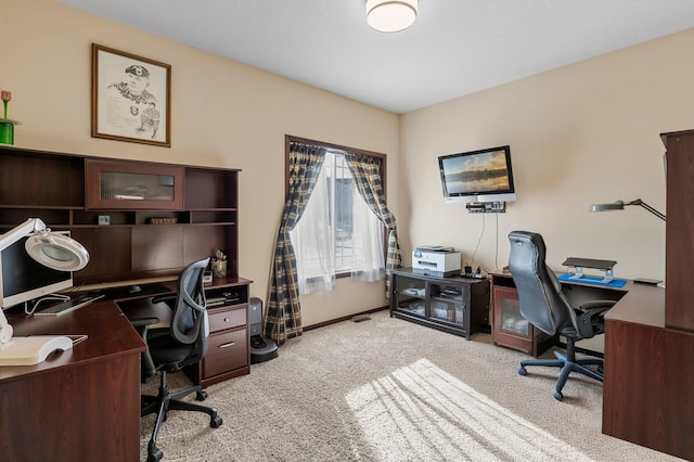 view of carpeted office space