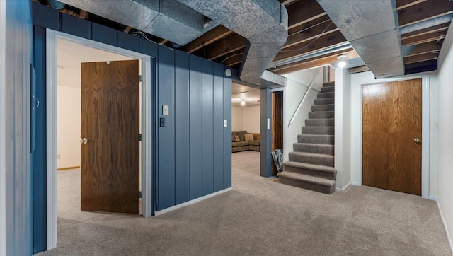 basement with carpet floors