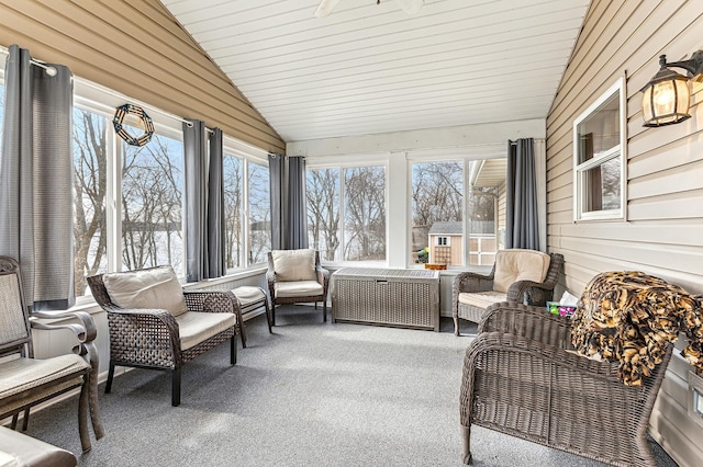 sunroom / solarium with lofted ceiling