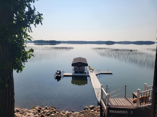 view of dock featuring a water view