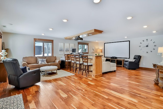 living room featuring light hardwood / wood-style flooring