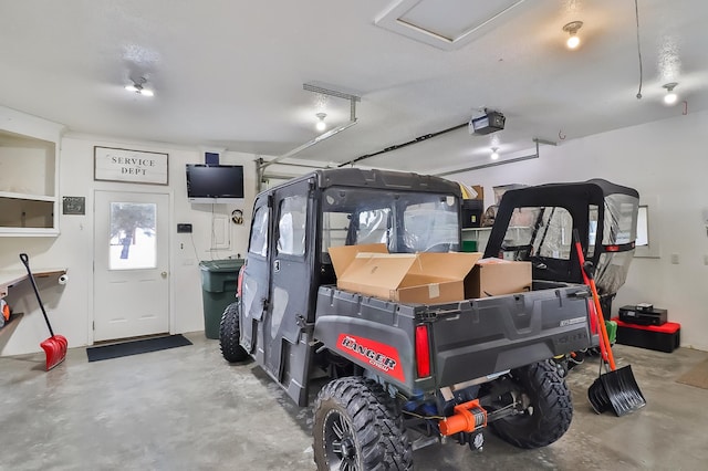 garage with a garage door opener