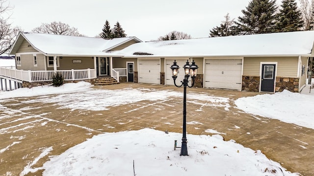 single story home with a garage