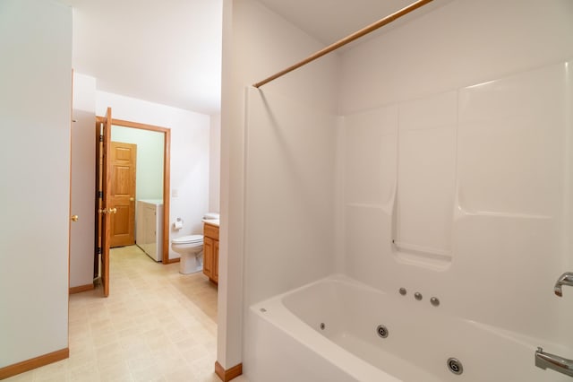 full bathroom featuring vanity, toilet, and tub / shower combination