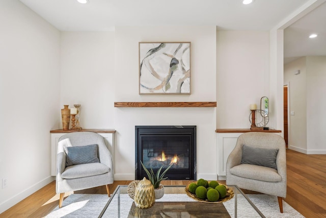 sitting room featuring light wood-type flooring