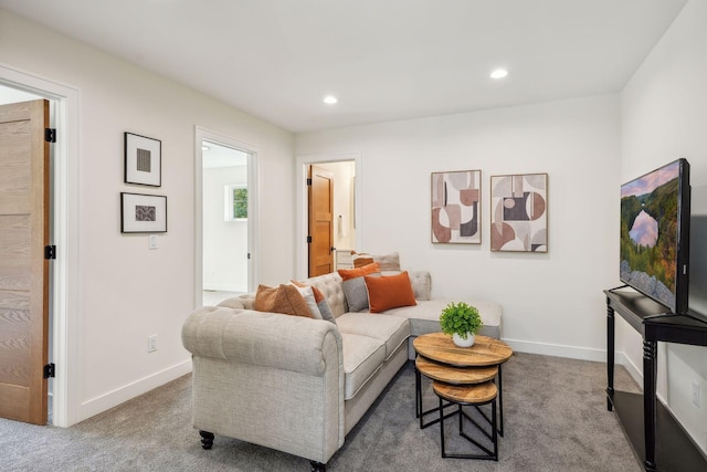 living room with carpet flooring