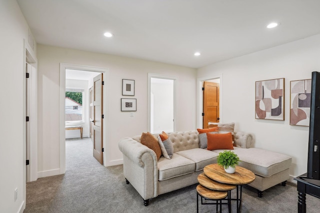 living room with carpet flooring