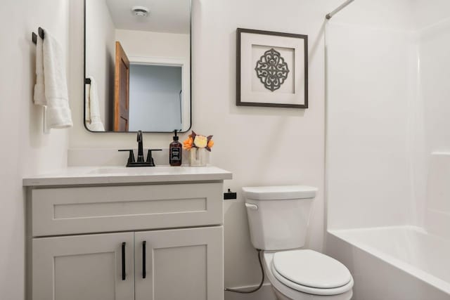 full bathroom with vanity, toilet, and tub / shower combination