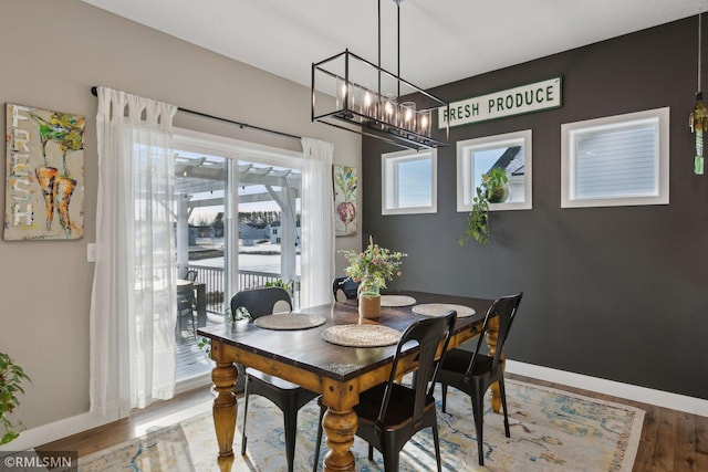 dining space featuring hardwood / wood-style flooring