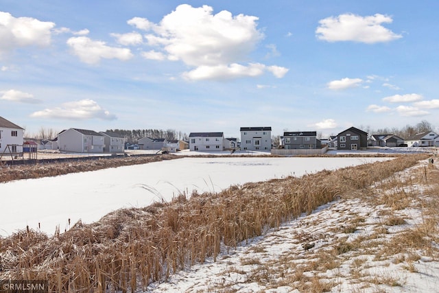 view of yard layered in snow