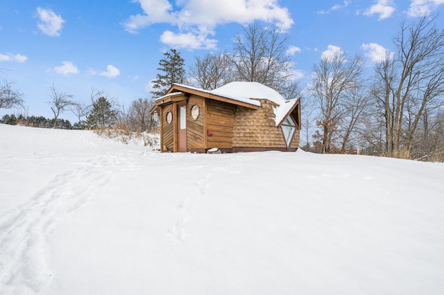 view of snow covered exterior